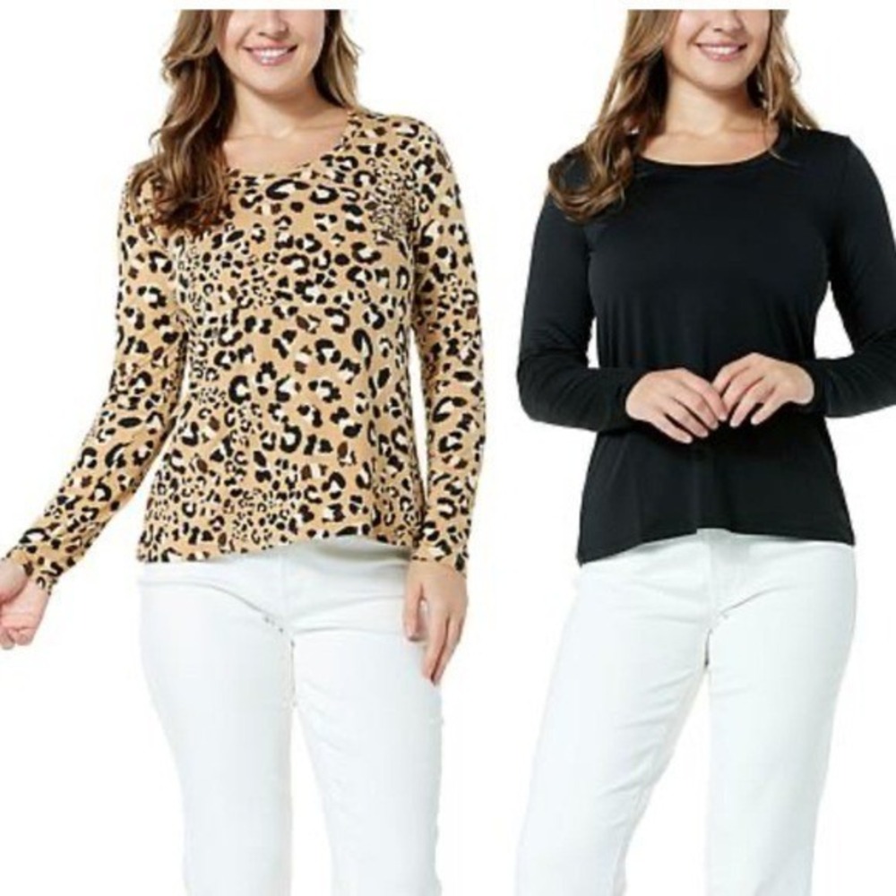 IMAN Global Chic 2-pack Long SleeveKnit Tees - 3X